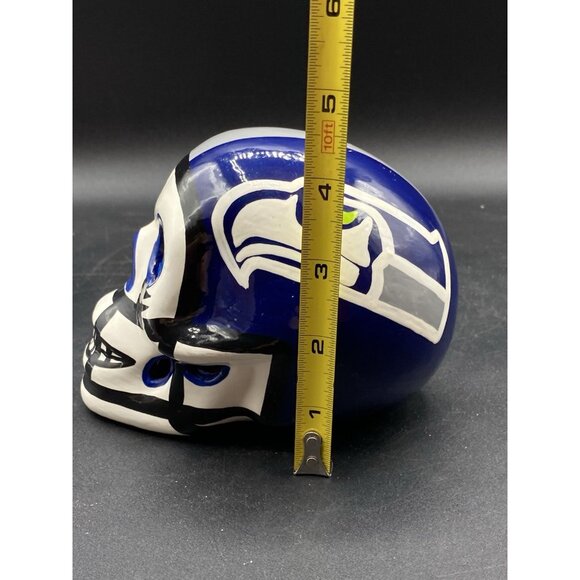 Ceramic Skull Dia de los Muertos Football Helmet Seattle Seahawks Style - Picture 7 of 10